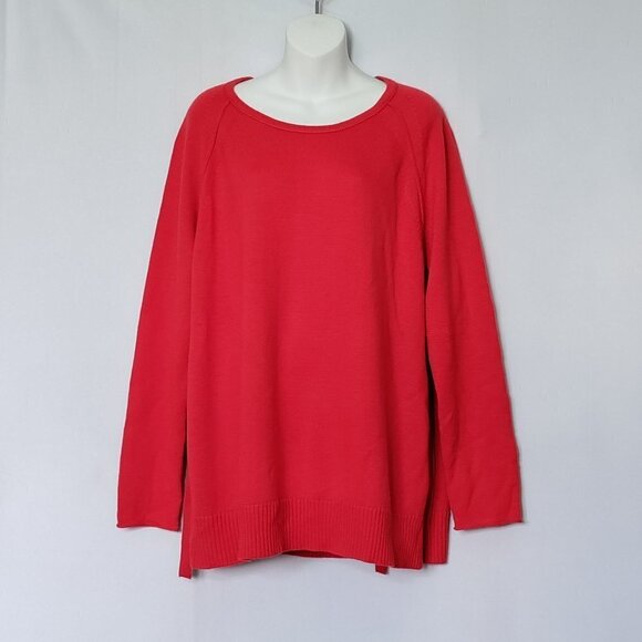 Eileen Fisher Tie Side Wool Sweater Red Size Large Bateau Neckline - Picture 2 of 3